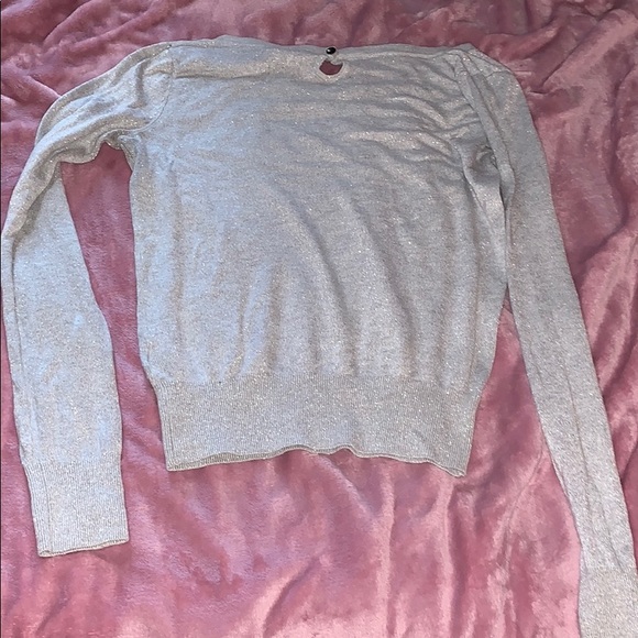 Sparkly gray cardigan w keyhole back - Picture 7 of 7